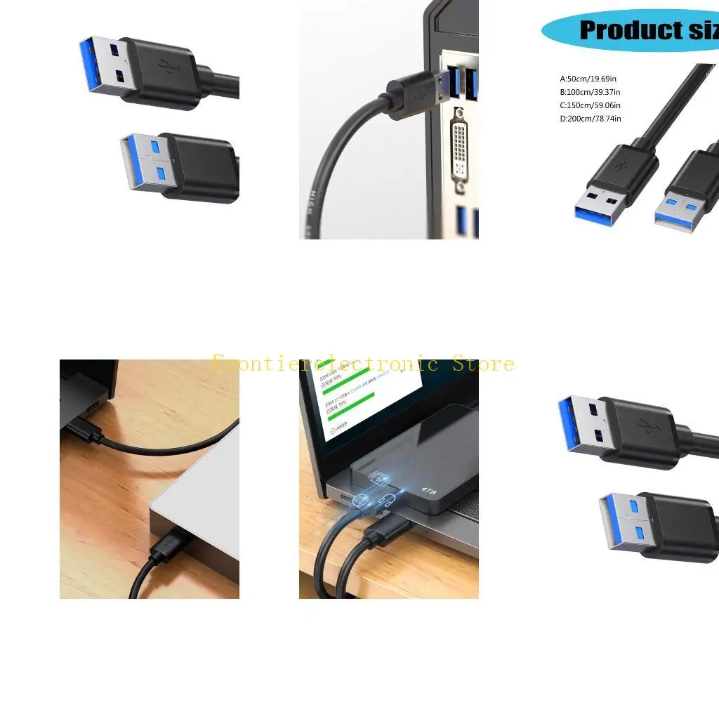 G8DB Premium USB3.0 Data Cable USB3.0 Male to Male Extension Cable for Rapid File Exchange Supports Wide Ranges of Device