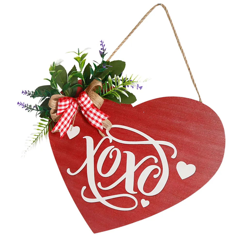 

Valentines Day Hanging Sign Decor Front Door Sign Cotton Rope Wood Material Valentine Decorations Home Party nament