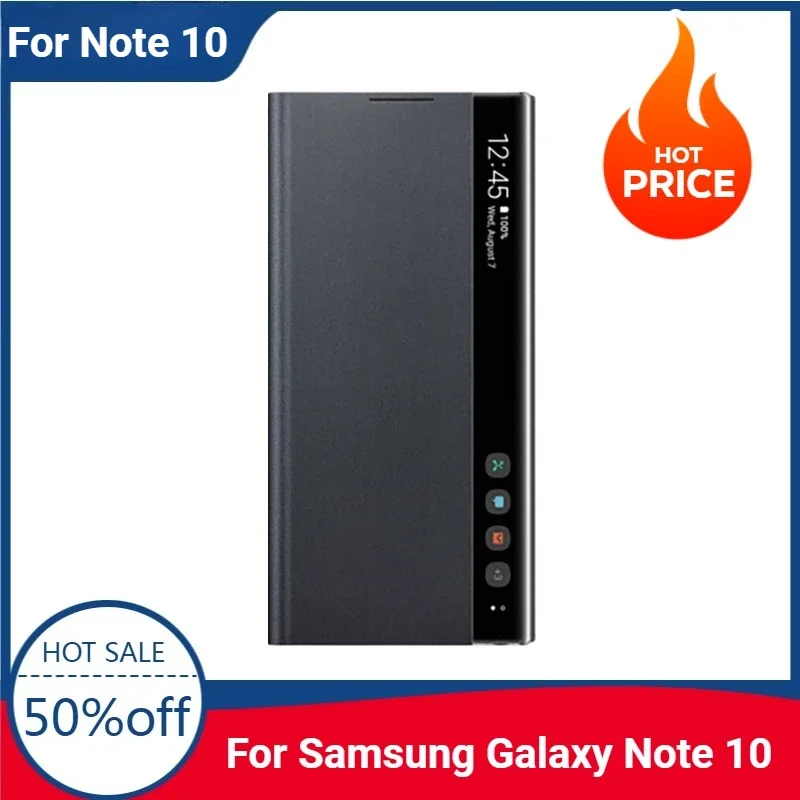

Luxury Lychee Texture Leather Cases For Samsung Galaxy Note 10 Plus Note10+ Free-flip Answer Calls Window View Smart Flip Cover