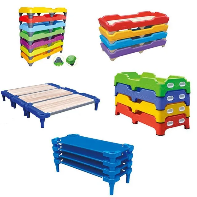 Daycare children furniture plastic stackle kids beds plenty kindergarten beds