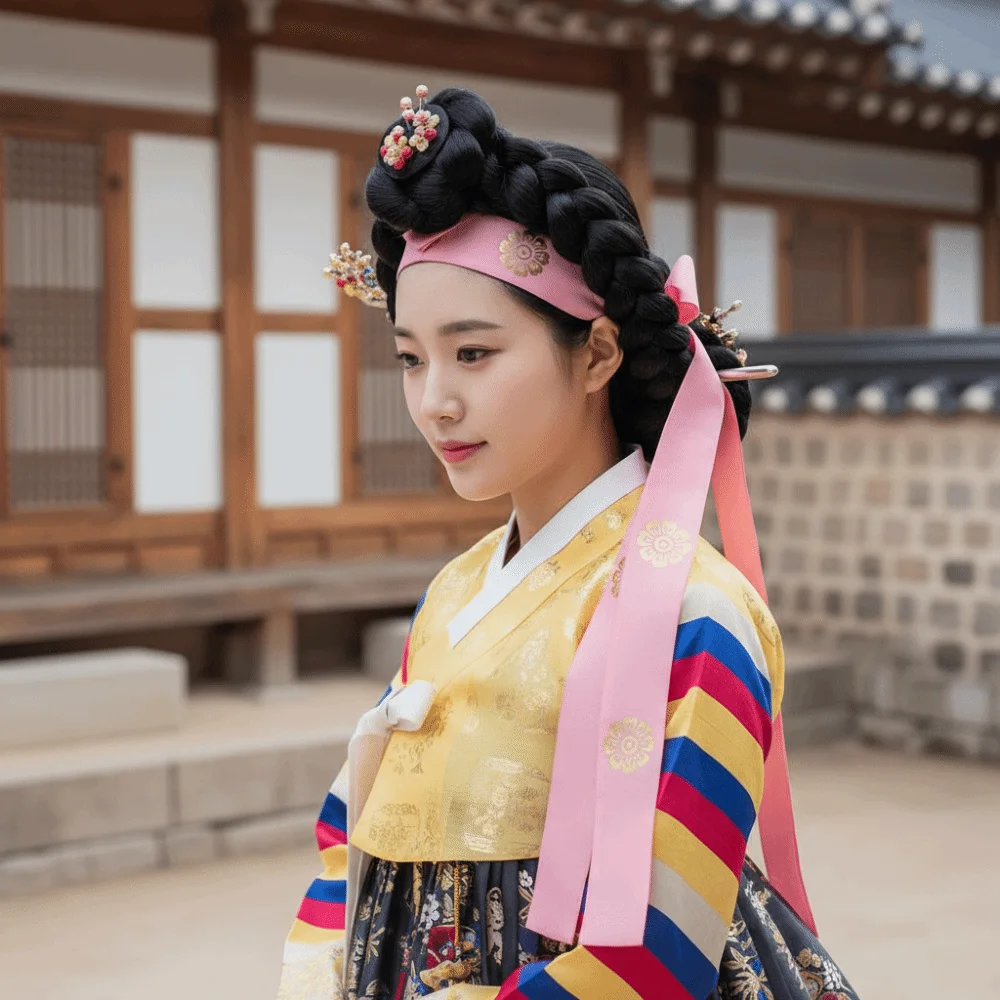 هدية زهرة الكورية عقال الشريط التقليدية الكورية الهانبوك هيرباند غطاء الرأس مرحلة المحكمة ملابس رقص فتاة