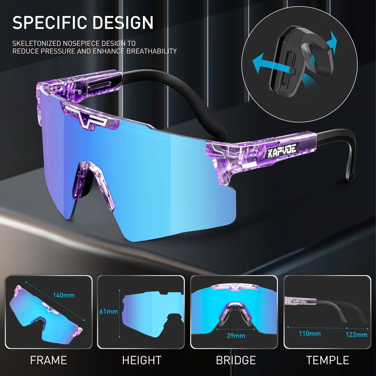 Kapvoe Outdoor Riding Goggles UV400 Protection Glasses Polarized Fishing Driving Glasses Men Women Sports Cycling Eyewear