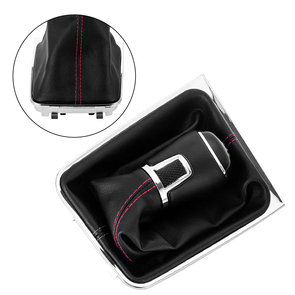 

Gear Shift Knob with Leather Texture and Metal Base for Golf 7 MK7 2013-2018 GTI GTD Manual 5/6 Speed with Dust Protection