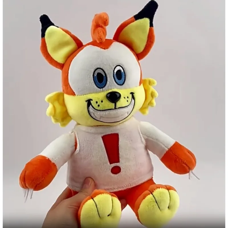 Leuke 26 cm Bubsy Kat Pluche Grappige Cartoon Oranje Kat Gevuld Kussen Dragen Wit T-shirt Met Rode Uitroepteken Print Knuffel