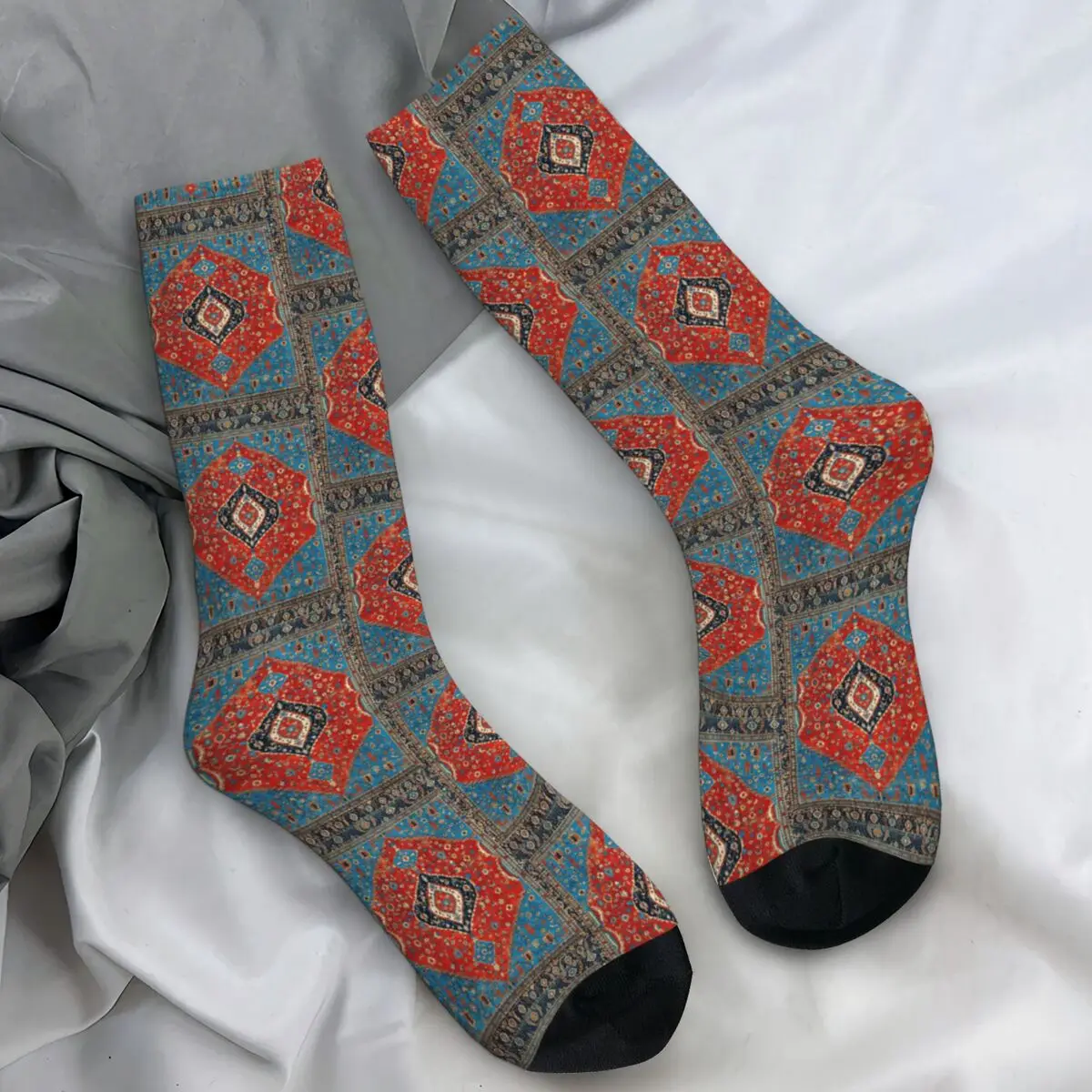 

Couple Socks Floral Print Persian Boho Ethnic Stockings Autumn Fashion High Quality Socks Graphic Sports Anti Bacterial Socks