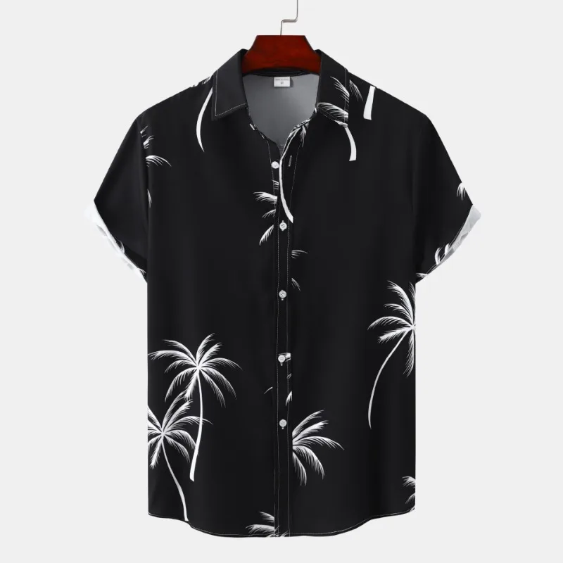 Shirts for Men 2023 Summer New Men\'s Casual Printed Short Sleeve Shirt Beach Shirt Men