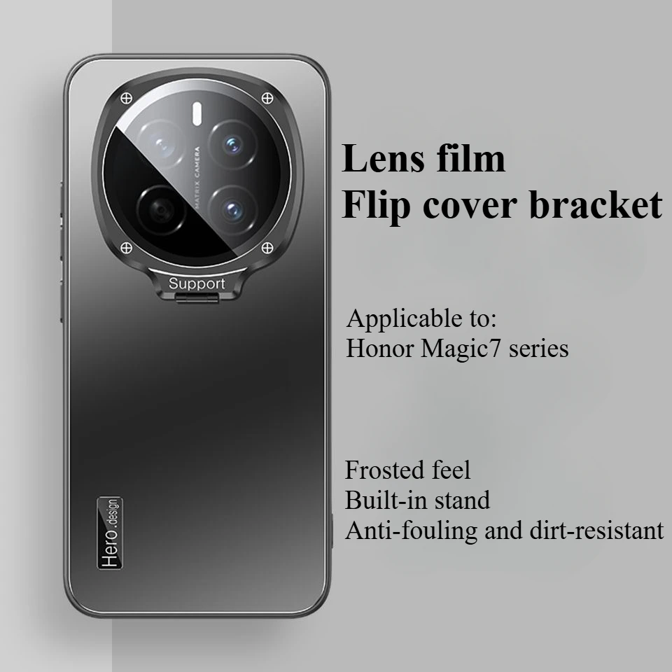 Case For Honor Magic 7 Pro Luxury flip cover lens film bracket pc back cover For Honor Magic 7 Pro shockproof bumper Funda