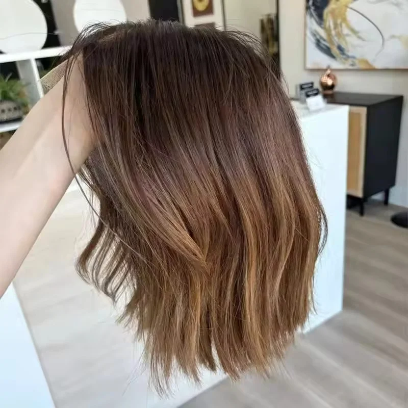 Ombre Brown Blonde Highlights Wave Lace Front Wigs Human Hair Wigs