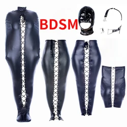 Bdsm Restraint Leather Bag Armbinder Mummy Slave Outfit for Men Girl To Wear Bondage Fetish Erotic Costume Cosplay Sex Binding