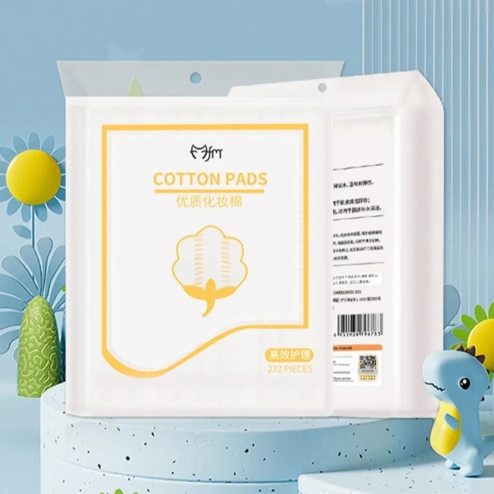 222개 천연 면 화장솜 양면 두꺼운 화장솜 물 절약 일회용 화장 제거용 화장솜