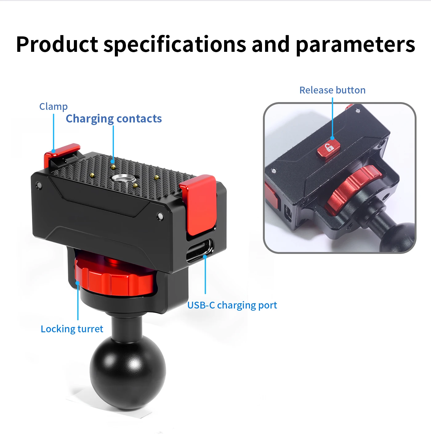 Aluminium-Kugelkopfadapter Ladehalterung für DJI Osmo 360 Action-Kamera Magnetischer Schnellverschluss-Halter Stativ-Erweiterung – Detail 8