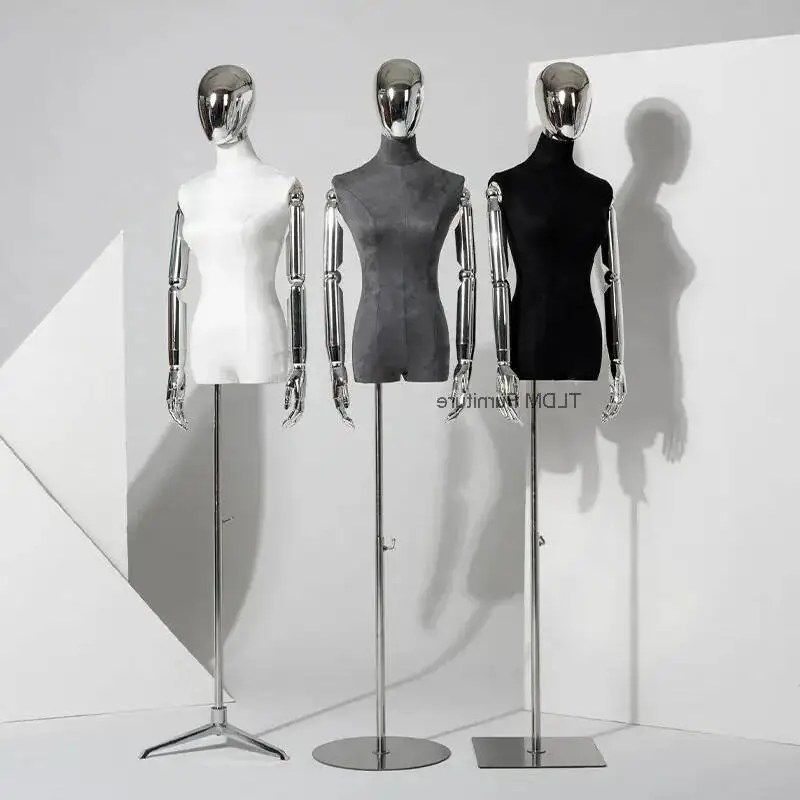 

Stand Korean Style High-end Clothing Store Mannequin Prop Female Suede Half-body Dress Form Full-body Human Display Stand FYMQ