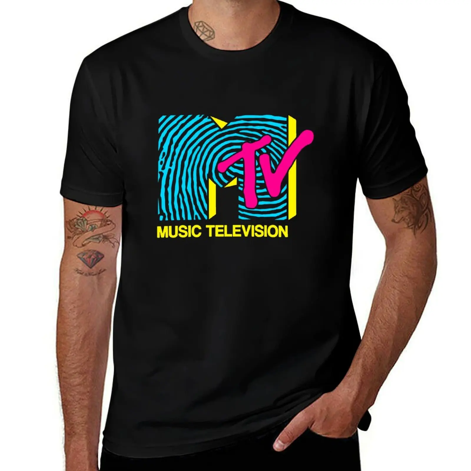 

MTV - Fingerprint 80s Design T-Shirt sublime anime shirt anime clothes cotton t shirt men