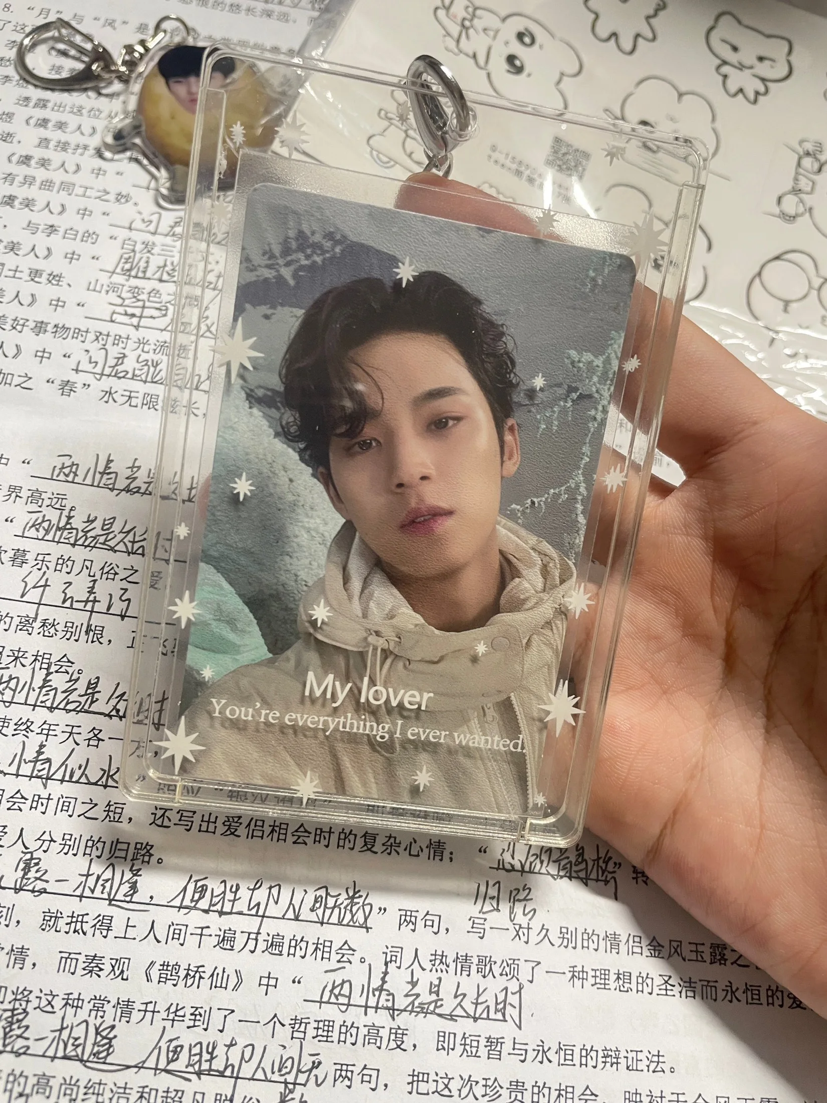 Transparent Butterfly 3 Inch Hard Card Holder Student ID Card Bus Card Lanyard Pouch Star Case