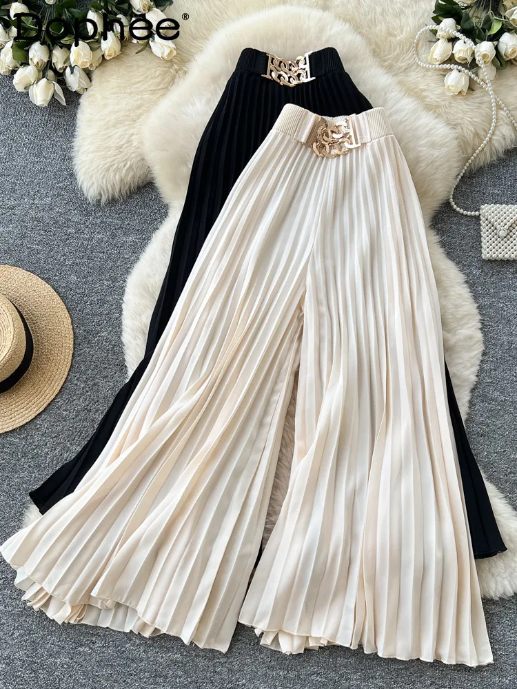 

2026 Spring New Korean Style High-Waisted Pleated Wide-Leg Pants Commuting Style Slimming High-End Fashion Women's Casual Pants