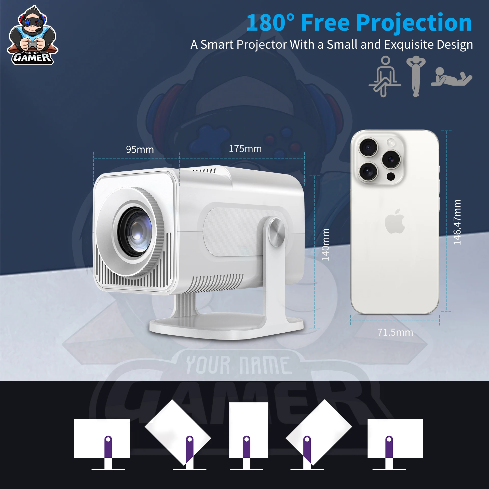 Project HCS350 Pro Quad Core ARM Cortex-A53 Retro Video Game Consoles WIFI Video Game Consoles Portable Intelligent Projector