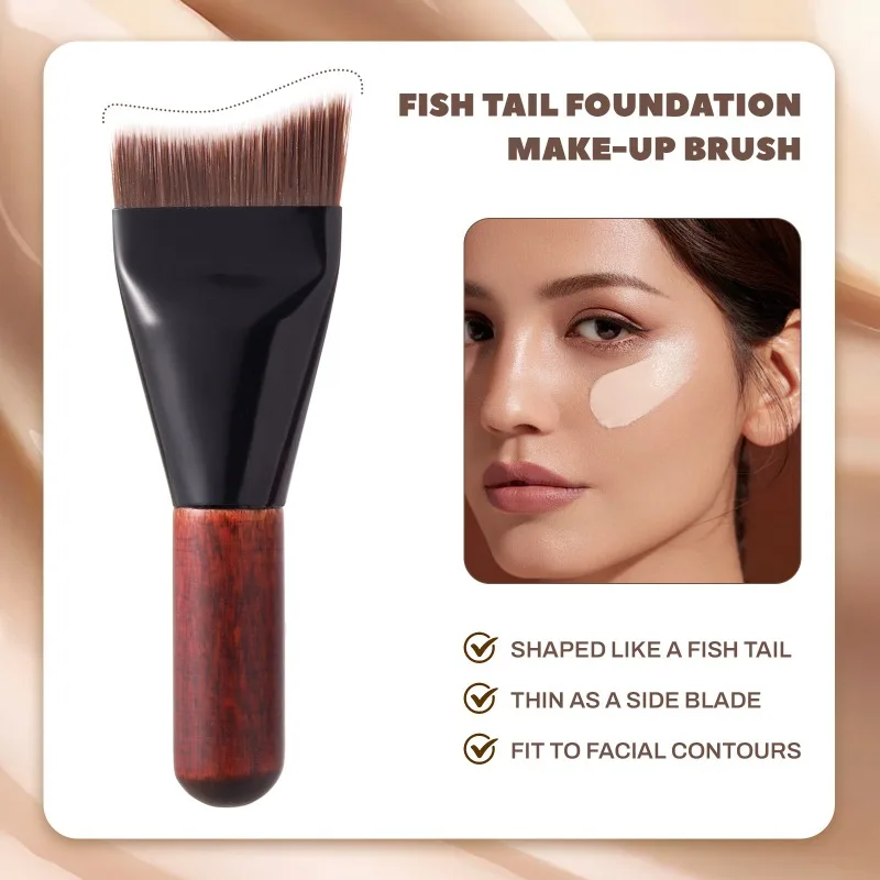 Mini Makeup Brush Traceless Portable Mini Slotted Head Foundation Make-up Brush Powder Free Makeup Tool