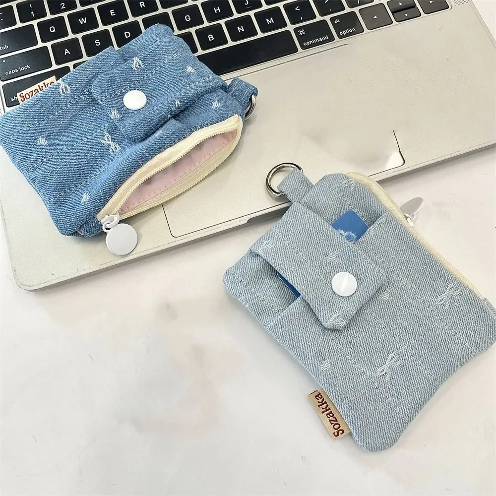 

Fashion Canvas Denim Coin Purse Bow Korean Style Mini Cash Wallet Coin Purse Multifunctional Cloth Envelope Wallets Female