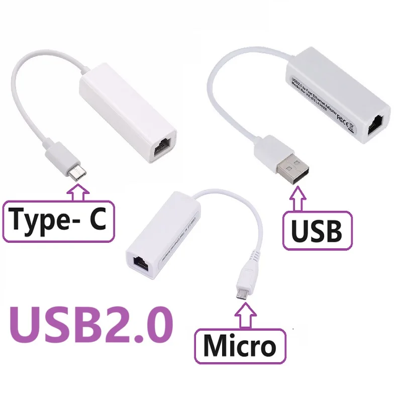 USB Type C Ethernet Adapter Network Card USB Micro Type-C To RJ45 1000Mbps Lan Internet Cable  for Tablet Laptop PC Computer