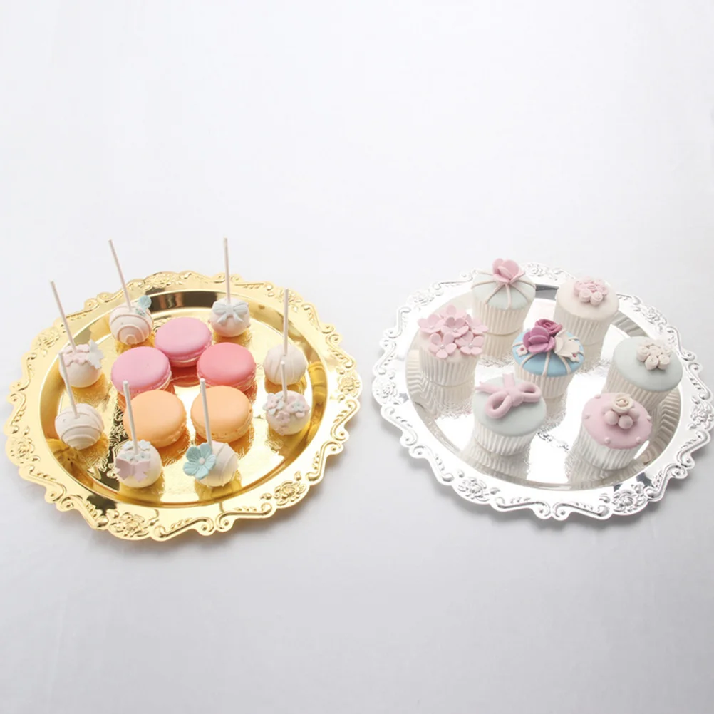 

3pcs Cake Tray Snack Plate Pastry Dish European Style Party Supplies Metal Fruit Tray Storage Rack Iron Fruit Plate Kitchen Bar