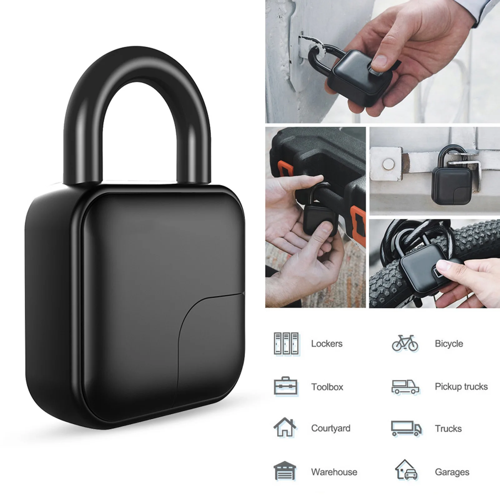 New Smart Fingerprint Padlock Anti theft Waterproof Safety Dormitory Door Electronic Lock