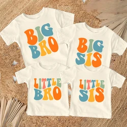 Big Bro Sis Little Bro Sis Printed Family Matching T-shirt Boys Girls Sibling Clothes Kids Tops Outfit Children Retro Tee Shirts