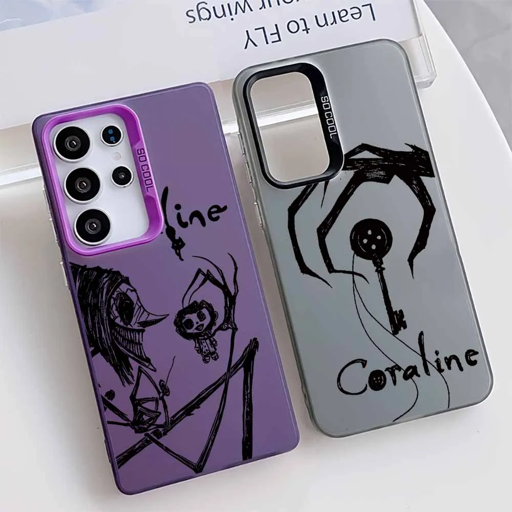 Anime Hot c-cororaline nuevo para Samsung A73 A72 A56 A55 A54 A52 A50 A36 A35 A33 A32 26 24 22 14 11 funda de teléfono plateada colorida