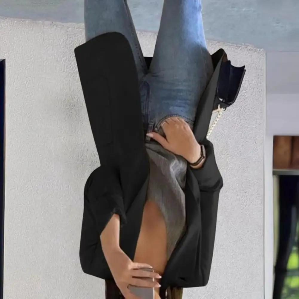 

Women Suit Coat Lapel Long Sleeve Open Front Suit Jacket Solid Color Urban Style Spring Autumn Business Suit Jacket Outerwear