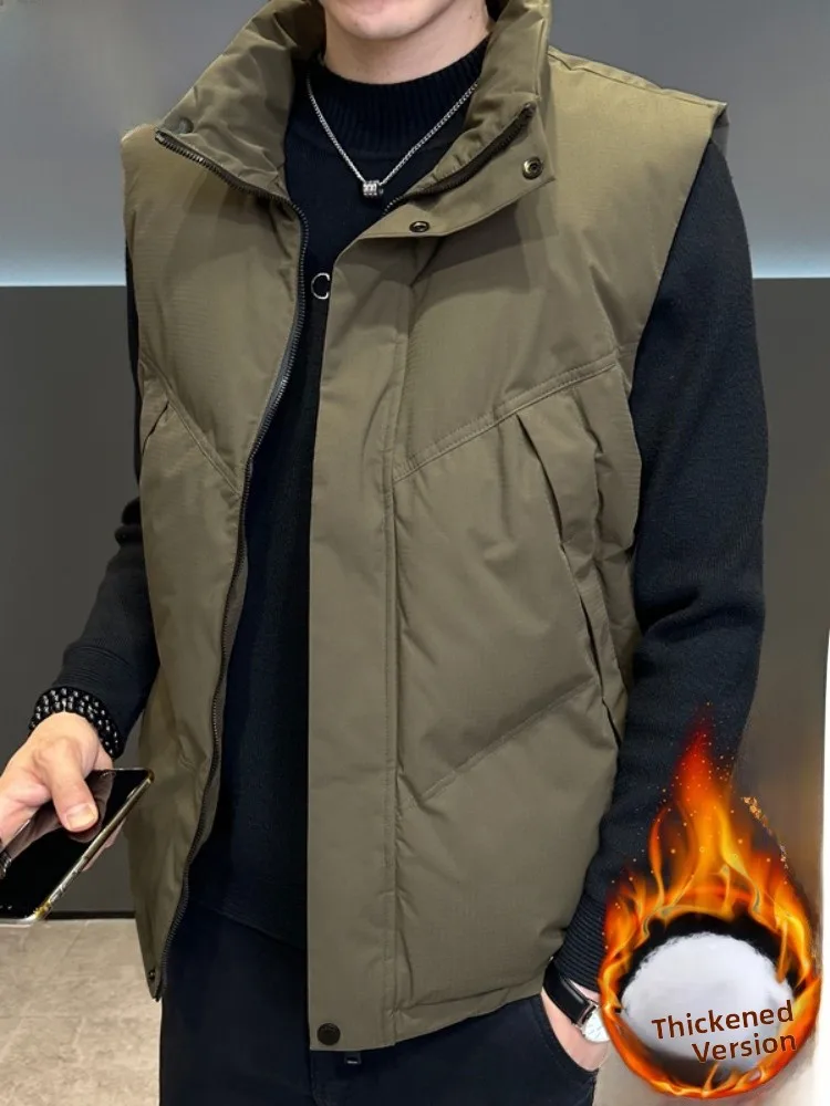 

Paul 2025 Men's down Cotton Vest Stand Collar Svel Faion Warm oulder Bared Youth Outerwear Thiened Polyester Fiber