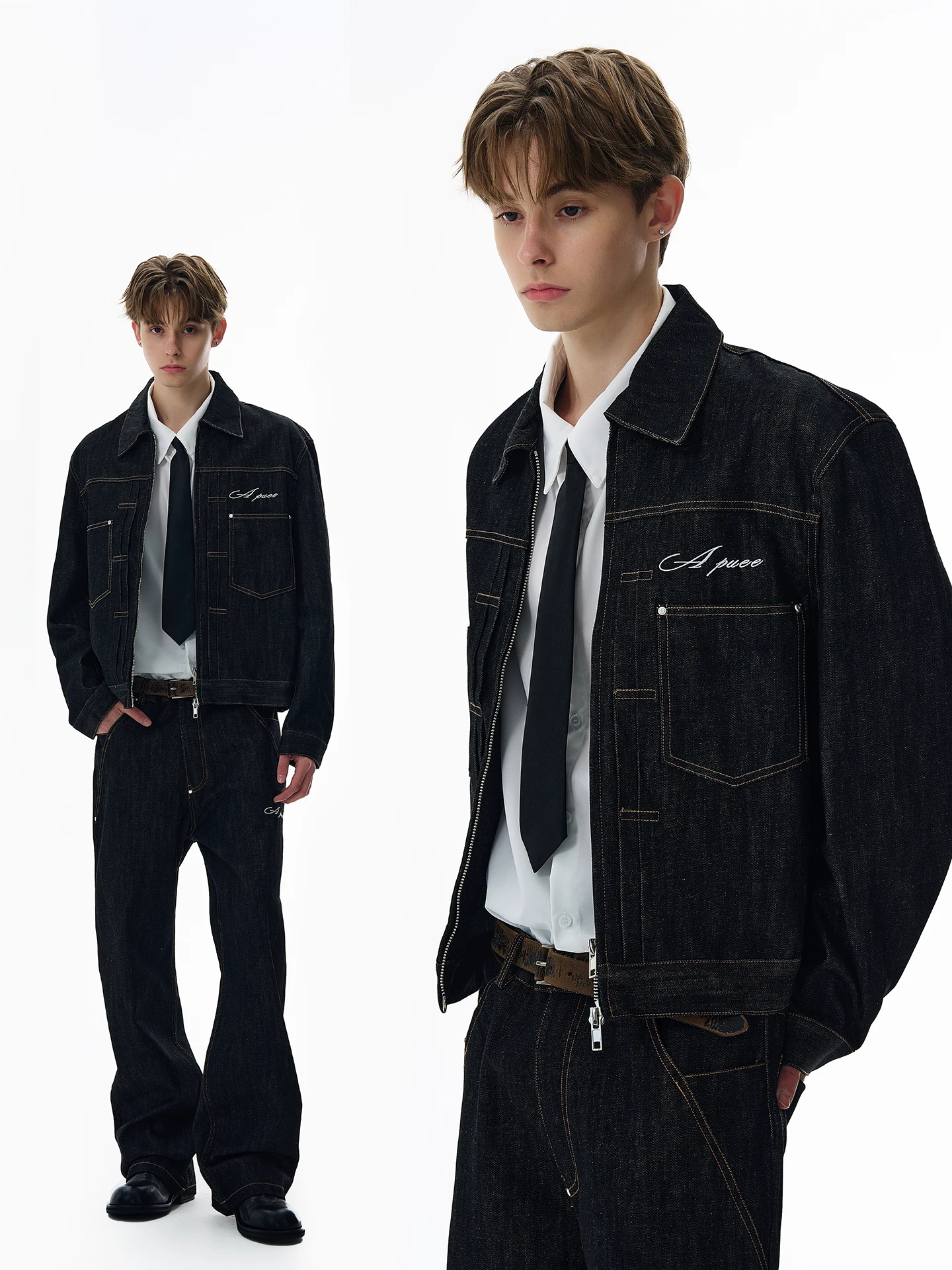 

Джинсовый комплект PUEE в американском стиле ретро, свободная верхняя одежда оригинального цвета, модная молодежная повседневная хлопковая одежда Cleanfit Haome, весна-осень