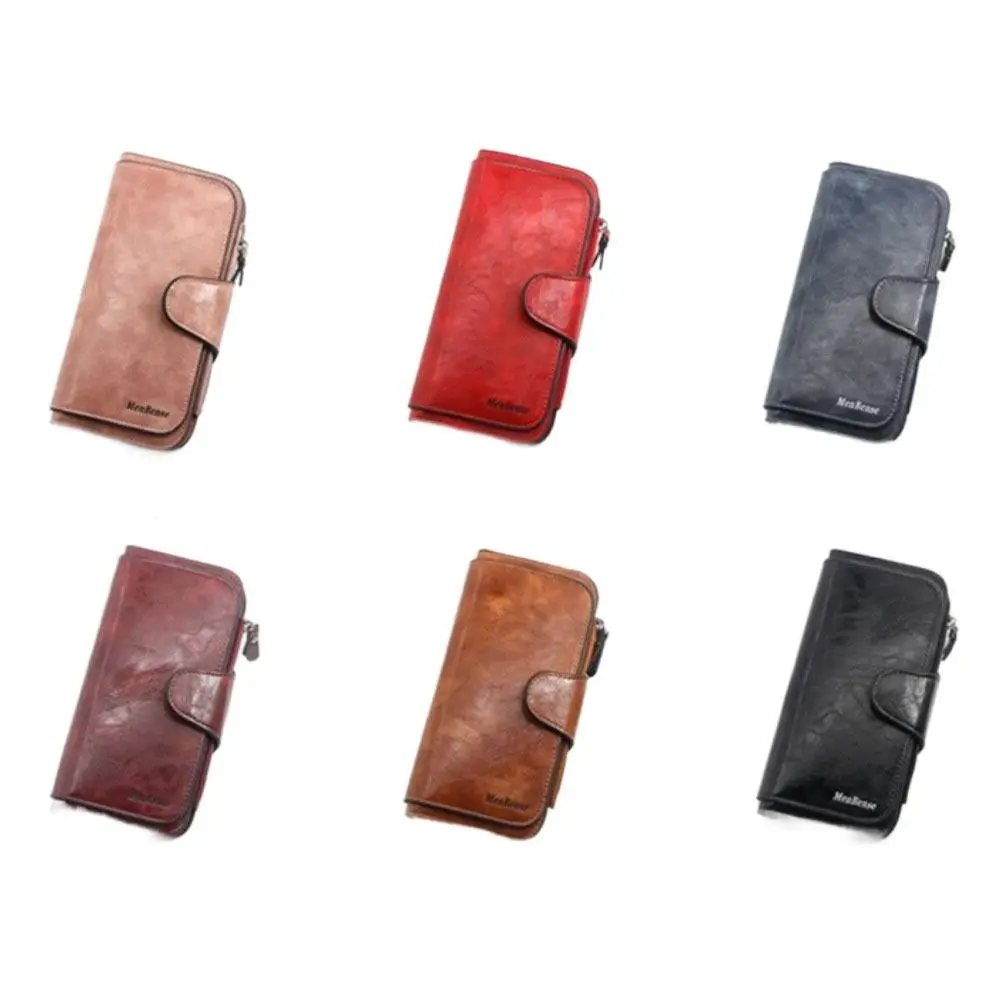 Dompet Panjang Wanita Kapasitas Besar Dompet Kulit PU Warna Solid Multifungsi Tas Clutch Multi Kartu Gaya Korea Wanita