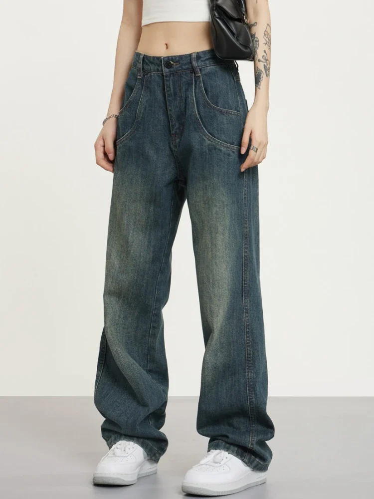 Vintage Mittlere Taille Jeans Frauen Gebleichte Casual Studenten Europäischen Stil Mode Grundlegende Alle-spiel Hosen Streetwear Chic