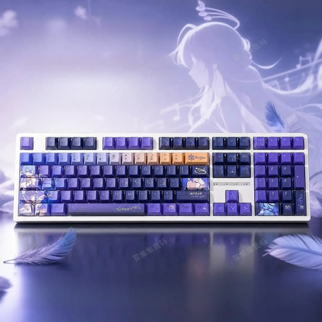 Robin 5-Sided Dye-Sublimation PBT Keycaps Cherry Profile 130-Key Full Set for EV63 Wooting MCHOSE Mechanical Keyboards