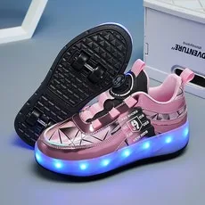 

Самые продаваемые четырехколесные прогулочные туфли, роликовые коньки для мальчиков и девочек, прогулочная обувь со светодиодной подсветкой. Детские подарки, детские кроссовки.