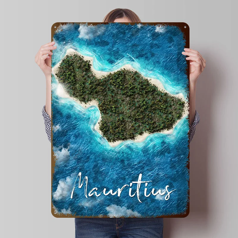 Mauritius Tinplate Posters Customizable Wall Art Retro Vintage Metal Signs for Home Room Bar Accessories Office Decor Wand Deko