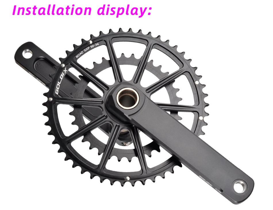 GOLDIX Rennrad-Kurbelgarnitur, 165/170/172,5/175 mm Länge, Aluminiumlegierung, geschmiedete Fahrradkurbel, Doppelkettenblatt, 50–34 Zähne/52–36 Zähne/53–39 Zähne – Detail 10