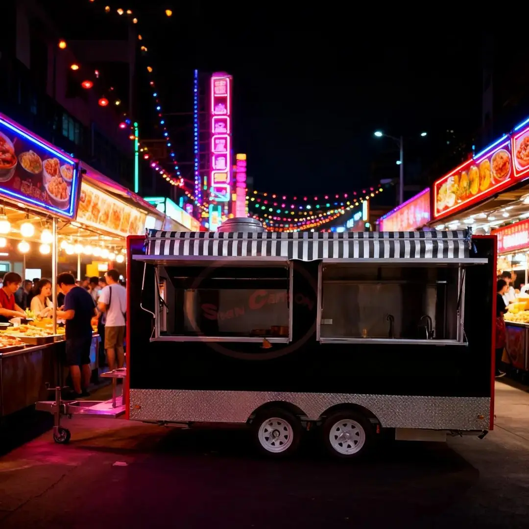 

Customized Outdoor Canopy Food Trailer Multi-Functional Mobile Vendor Cart for Street Food Durable Easy-Clean Catering Solution