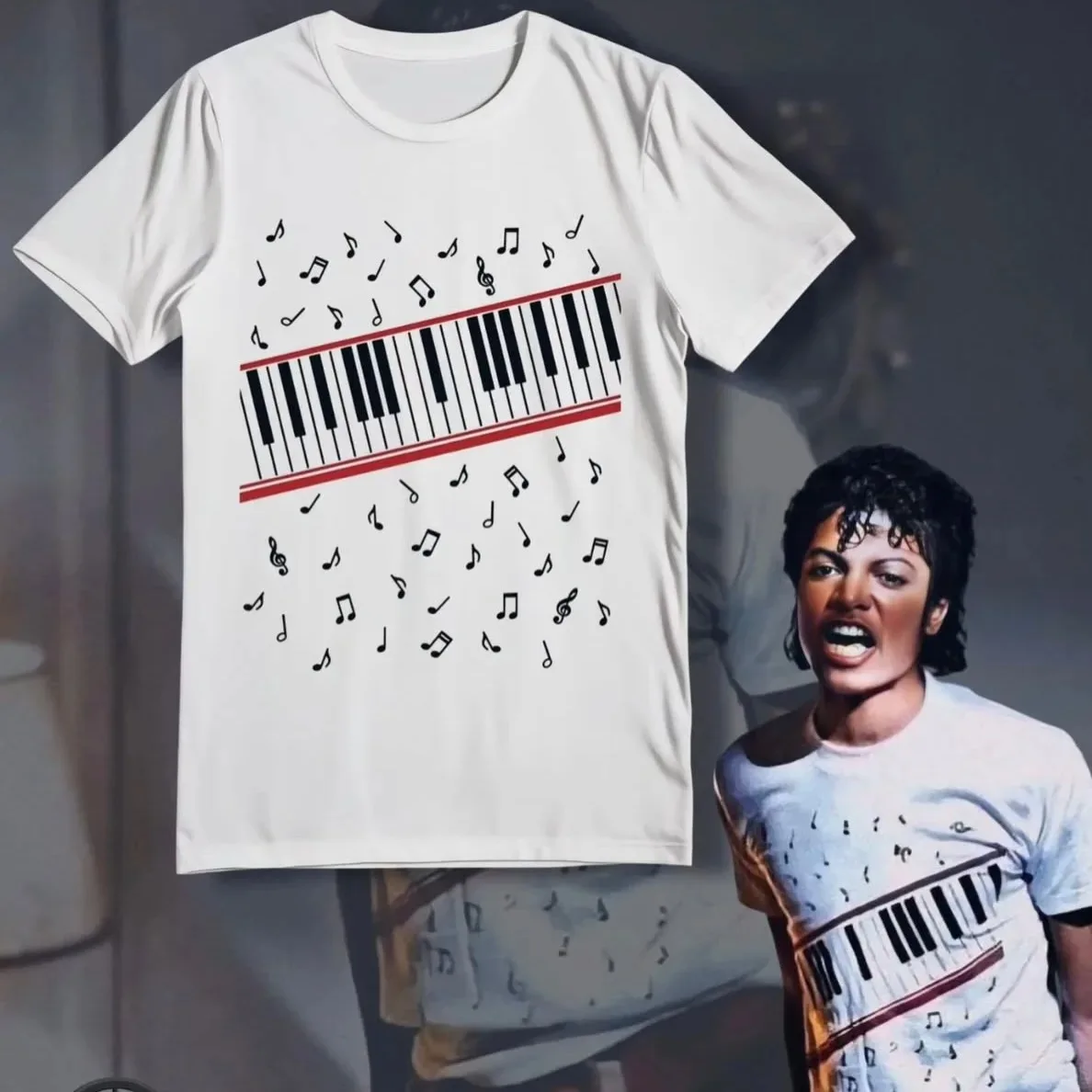 Michael Jackson Movie MJ Beat It Piano T Shirt Cotton Men Women Streetwear Y2k Oversized Tee Casual High-Quality Fans Gifts Top