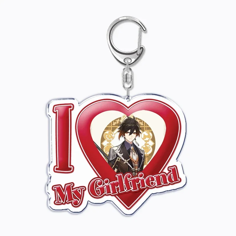 I Love My Boyfriend Figures Chains Keychain for Women Zhongli Xiao Kazuha Key Chain Ring Keychains Custom Jewelry Fans Gifts