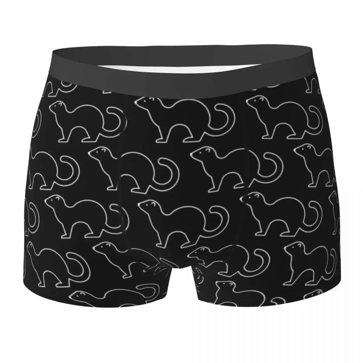 Cute Ferret Print Underwear Wild Animal Soft Panties Print Boxer Brief Pouch Males Plus Size Boxer Shorts