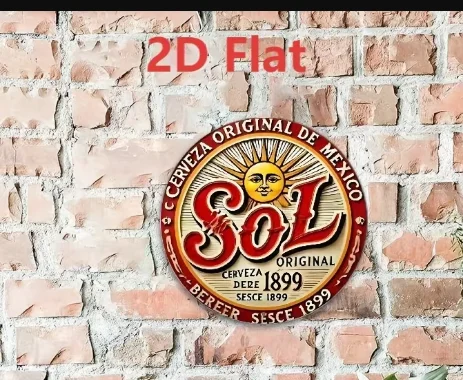 2D Flat, 1pc Sol Vintage Metal Sign - 1899 Original Mexican Cerveza Wall Art, Aluminum Decor with Sun & Cactus Design, Perfect f view 5