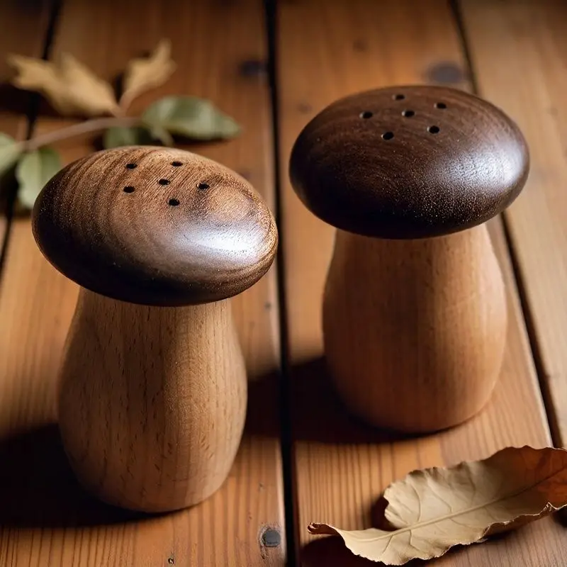 

Mushroom Toothpick Dispenser，Wood Ornament，Finely Carved Decor，Tabletop Piece，Brightens Your Dining Experience