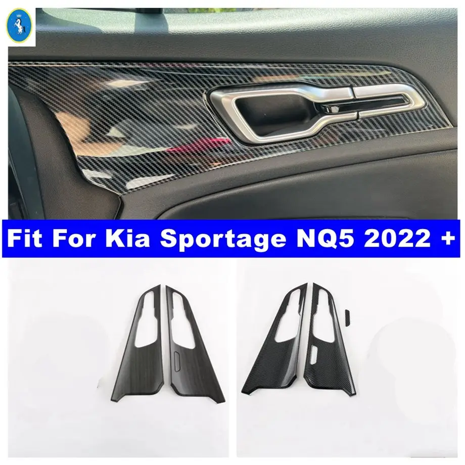 

Peach Wood / Carbon Fiber Look Front Door Pull Handle Bowl Decor Panel Cover Trim Fit For Kia Sportage NQ5 2022-2024 Accessories