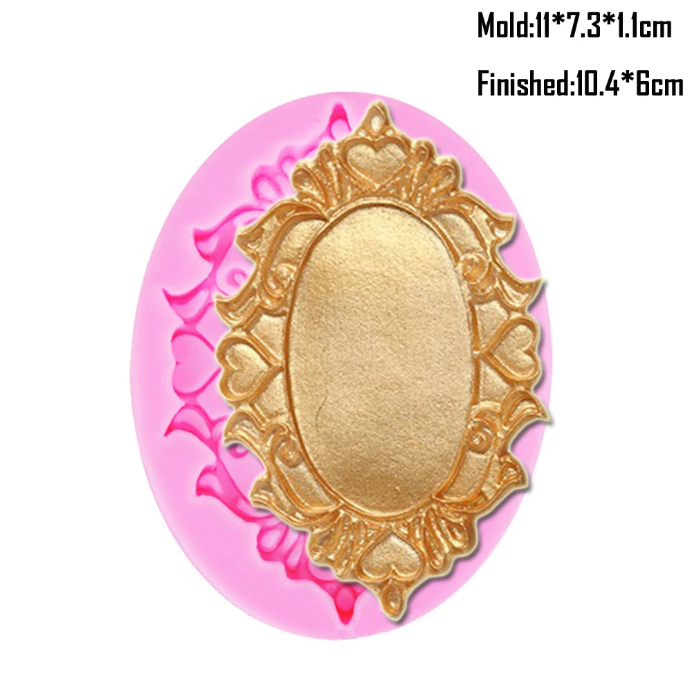 Kinds DIY Mirror Fondant Cake Decorating Tools Frame Cupcake Chocolate Wedding Cake Border Silicone Molds Baking Moulds m306
