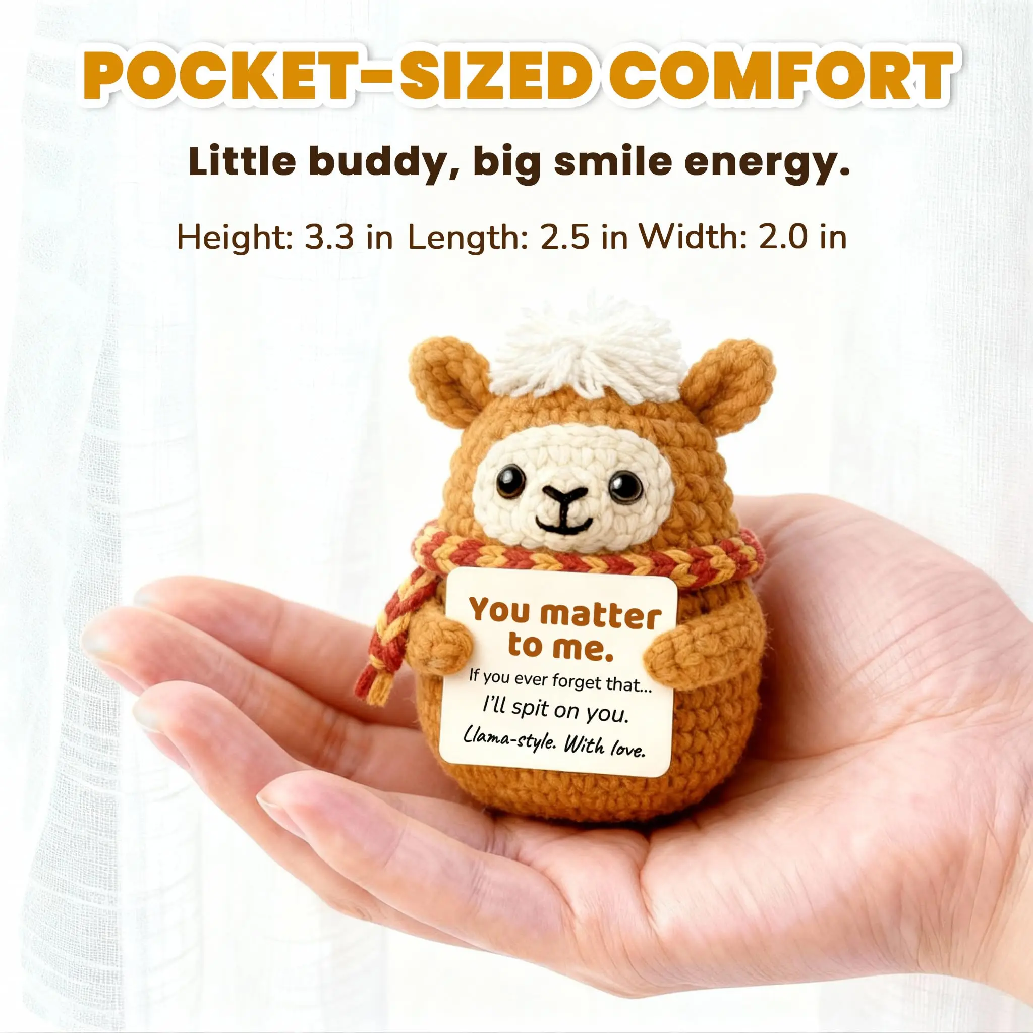 1 Piece of Positive Animal Crochet Alpaca Plush Toy, Fun and Cute Alpaca Birthday Gift, Romantic 