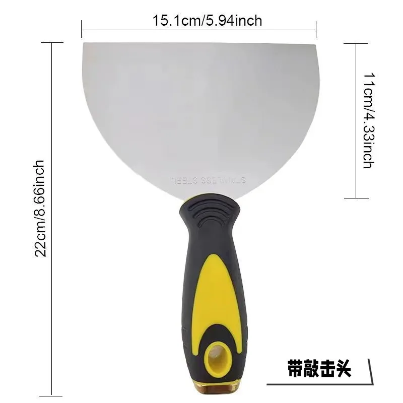 Stainless steel putty knife with rubber handle scraper, putty scraper, 6-inch stainless steel putty knife