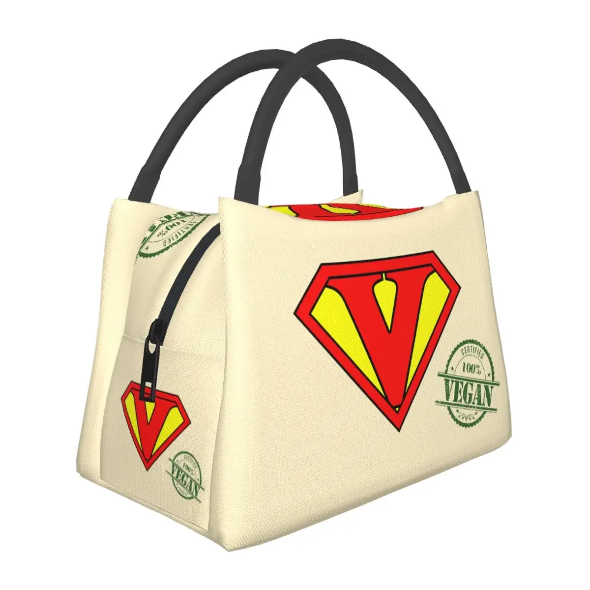 Vegetarian Certified 100% Vegan Lunch Bag Portable Insulated Canvas Cooler Bags Veganism Thermal School Lunch Box