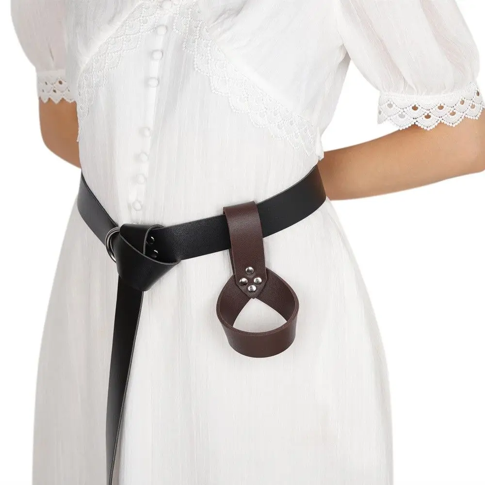 할로윈 중세 기사 바이킹 켈트 검 링 칼집 칼집 PU 가죽 검 액세서리 여성 민족 의상