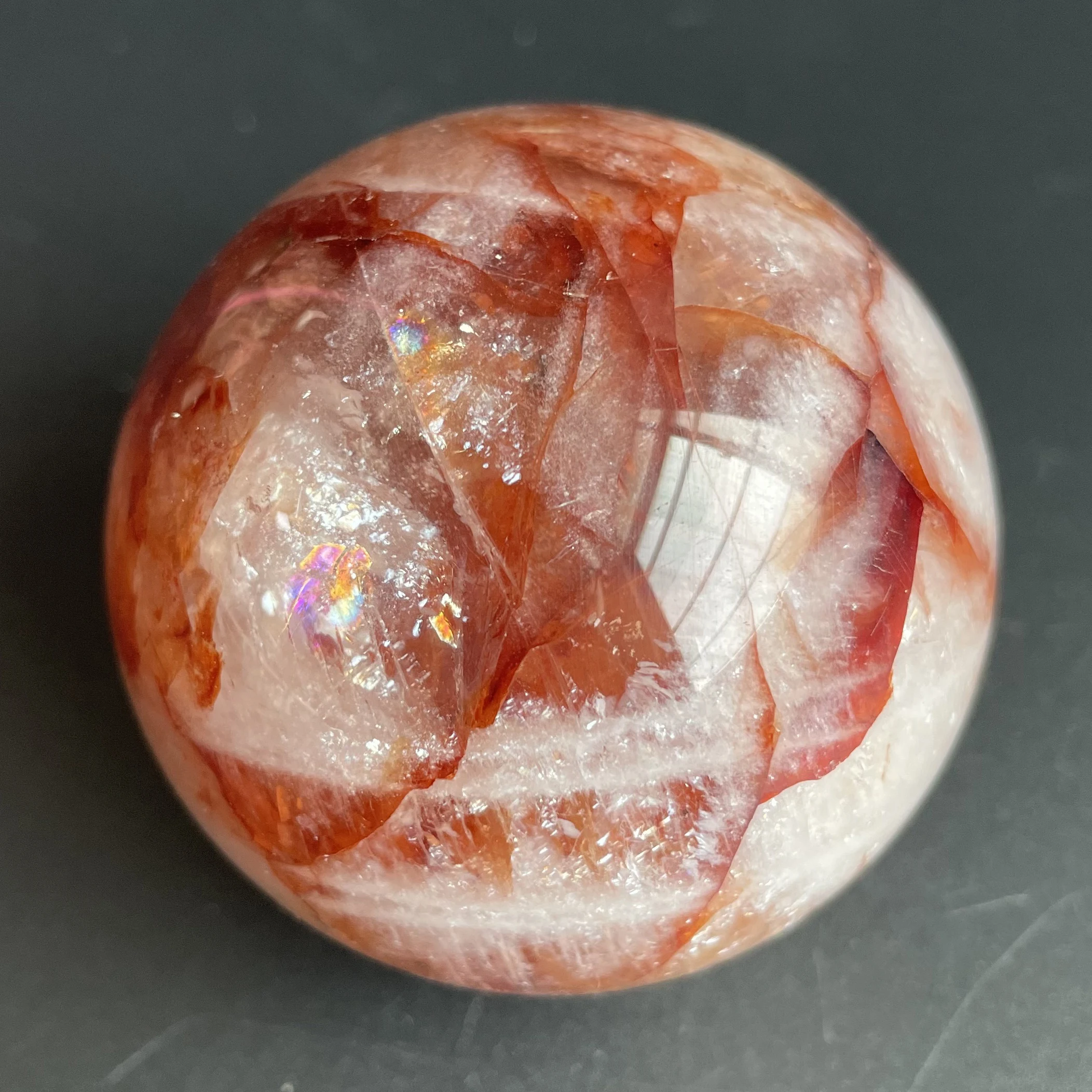 279g Natural Rainbow Crystal Ball Fire Quartz Sphere Massage Polished Reiki Healing Exquisite Room Decor Z760