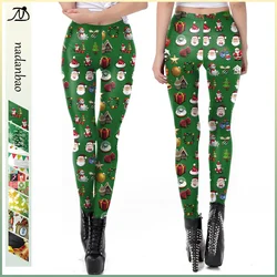 Nadanbao Sexy Christmas Tree Printing Leggings Women Fashion Holiday Party Trousers Girls Mid Waist Elastic Tights Long Pants
